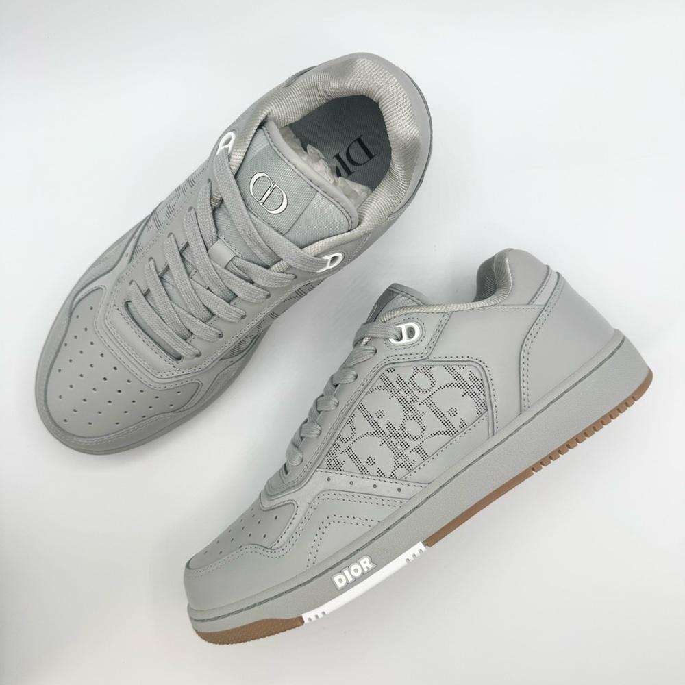 NEW Men Dior Grey B27 Low Top CD Diamond Logo Sneakers Trainers Lace Up Shoes